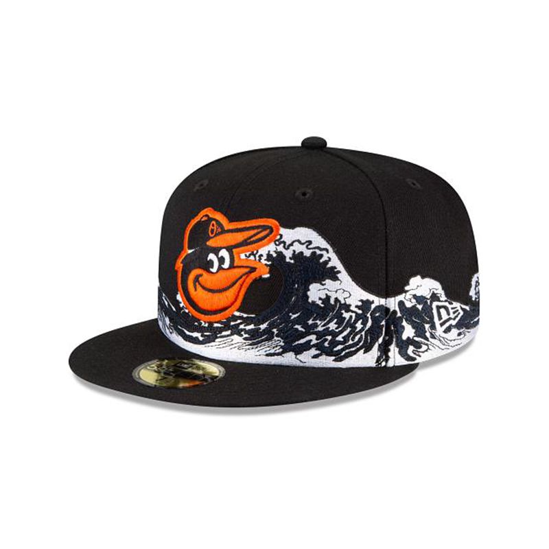 MLB Baltimore Orioles Wave 59Fifty Fitted (LSL9338) - Black New Era Caps